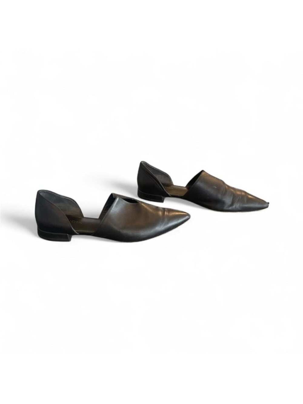 Vince Black Pointed D'Orsay Leather Flats